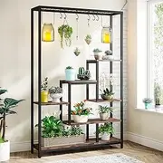 Tribesigns 5-Tier Tall Indoor Plant Stand, 70.9 inches Large Metal Plant Shelf with 6PC S Hanging Hooks, Multi-Purpose Flower Bonsai Pots Display Rack for Indoor, Garden, Balcony, Living Room
