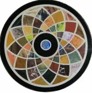 23" Marble corner side Table Top Semi precious multi color Stones Inlay