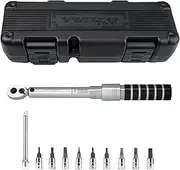 Venzo 1/4 Inch Driver Click Torque Wrench Set - 2 to 15 Nm - Small Adjustable - Great Maintenance Tool for MTB, Mountain, Road Bike & Motorcycle - All Bits are Included As a Kit