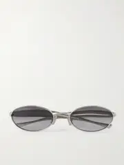 [BOTTEGA VENETA EYEWEAR] BOTTEGA VENETA EYEWEAR - Sardine Oval-frame Silver-tone Sunglasses - One size One size Silver