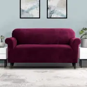 3 Seater Artiss Sofa Cover Couch Covers Velvet Ruby Red
