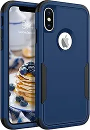 BENTOBEN for iPhone X Case, iPhone Xs Case, 3 in 1 Heavy Duty Rugged Hybrid Shockproof Hard PC Soft TPU Bumper Non-Slip Protective Cover for iPhone X (2017) / iPhone Xs (2018) 5.8", Navy Blue/Black