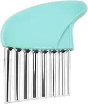 Crinkle Cutter Stainless Steel Potato Carrot Chip Vegetable Crinkle Wavy Chopper Cutter French Fry Slicer (Blue)