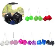 Soft Fluffy Furry Dice Ornament Car Rearview Mirror Home Hanging Spotty Dices