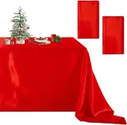 Red Satin Tablecloth Christmas Party Tablecloth 2 Packs 59X120 Inches Rectangle