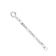 14k Solid White Gold 2.3mm Figaro Chain Extender Necklace 1" to 10"