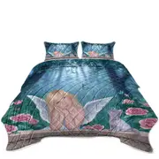 Kids Fantasy Art Little Miracles Cat and Cute Little Fairy Coverlet