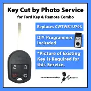 -Key Cut by Photo- Service for New Ford Remote Fob High-Security for CWTWB1U793