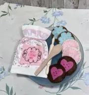 cookie mix set, spoon, rolling pin, felt play food, children's toy, durable