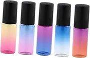 Gogogmee 5PCS Gradient Color Roller Bottles Portable Glass Roller Bottles for Essential Oils Perfume Travel Use Blue Yellow Red Purple Orange Rose