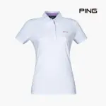 【PING】女款經典素色短袖立領POLO衫-白(吸濕排汗/抗UV/GOLF/高爾夫球衫/RA22190-87)