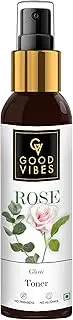 Good Vibes Rose Glow Toner 200 ml, Hydrating Light Weight Anti Ageing Nourishing Moisturizing Brightening Revitalising for All Skin Types, Natural, No Alcohol, Parabens & Sulphates, No Animal Testing
