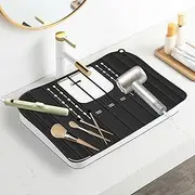 Bathroom Sink Cover for Counter Space, Over Sink Makeup Mat, Silicone Sink Top Cover Foldable Mat, Heat Resistant Silicone Makeup Brush Cleaner Mat, Bathroom Space Saver Sink Cover for Makeup (Black)
