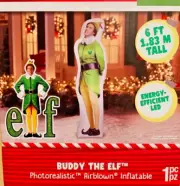 NEW 6 FT TALL PHOTOREALISTIC BUDDY THE ELF ARMS BACK AIRBLOWN INFLATABLE GEMMY