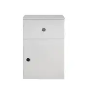 European Cabinetry White Slim Round Black Handles Porto Bedside Table