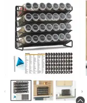 Spaceaid 4 Tier Spice Rack Organizer with 28 Glass Spice Jars, 386 Spice Labels