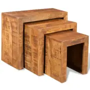 3 Pcs Nesting Table Set Antique-Style Stackable Coffee Side Wooden Nest Tables
