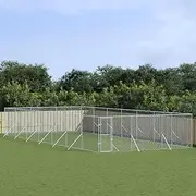 Outdoor Dog Kennel Silver 6x14x2 m Galvanised Steel Pet Shelter Large Enclosure