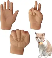 Quzente Tiny Hands for Cats | 3 Miniature Small Hands - Realistic Little Hand Finger Puppets, Funny Cat Hands, Finger Puppets for Cat