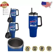 Bold Buffalo Bills Travel Mug with Straw - 40oz Double-Wall Insulated Design