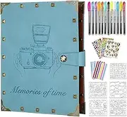 Leather Scrapbook Album 60 Pages Love Memory Photo Book Album 8.5x11 inch, Scrapbooking Supplies Kits for Couples Anniversary Vintage Travelling Scrapbook Family Scrap Book