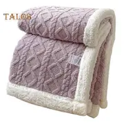 Winter Thickened Blanket Double-sided Fluff Plush Double-layer 3D Jacquard Solid Color Office Nap Dormitory Home Bed Sofa Travel Cozy Warm Blanket ...