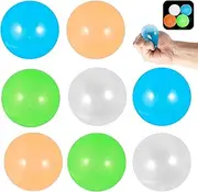 8Pcs Luminous Sticky Ball, Glow in The Dark Ceiling Balls, Stress Relief Glowing Balls, Soft Sticky Wall Balls, Funny Sticky Glowing Balls, Multi-Color Sticky Ceiling Balls for Kids Adults