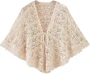 [generic] Elegant Knitted Shawl for Qipao Flower Crocheted for Women Wedding Bride for Various Occasion