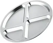 PHENOFICE 4-Grid Divided Plate Tray Bento Meal Tray for Adults Stainless Steel Portion Control Plate