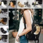 Faux Fur Fake Fox Tail Pendant with Metal Clasp Animal Tail Shaggy Faux Fur Tail