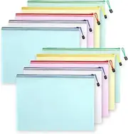 TECDW 10 Pack Mesh Zipper Pouches, A4 Plastic Document Bag with Zipper Closure in 5 Colors, Travel Storage Pouch, Waterproof Zip File Folders Folders for School Office Supplies, Travel, Organizing