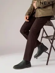 Black Waxy Leather Chelsea Boots (N25133) | $106