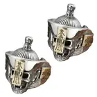 Set Of 2 Stylish Undead Skeleton Head Charm Jewelry Pendants for Trendsetters