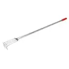 4 Teeth Claw Rake 41.73-inch Stainless Steel Rake with Rubber Handle Silver Tone