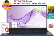 ASUS 17.3" FHD Laptop Intel i3-1215U Up to 40GB RAM & 2TB SSD Win11 Pro+OFFICE
