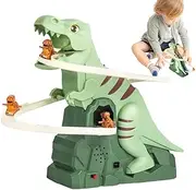 Ceprznvey Dinosaur Race Track,Electric Dinosaur Climbing Slide Music Toy - Freestanding Slides for Boys Girls Racing Chasing