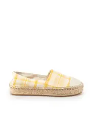 Yellow Raffia Check Espadrille Flats
