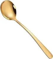 Tablespoons 10pcs Stainless Steel Spoon, Spoon Set, 7.4in Coffee Spoon Colored Ice Cream Spoon (Round) Serving Spoon (Color : Gold)
