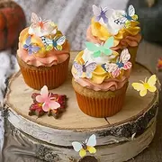 Morofme 72pcs Edible Butterfly Cake Topper, Butterfly Cupcake Toppers, Colorful Wafer Paper Butterfly Cake Decorations for Wedding Birthday Baby Shower Party Supplies Food Decoration