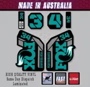 FOX style PERFORMANCE 34 - 2021 Fork Decals Stickers TURQUOISE Laminated