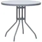 Garden Table Light Grey 80 cm Steel and Glass vidaXL