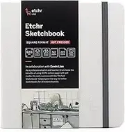 Etchr Sketchbook 6” Square - Hot Press Mixed Media 100% Cotton Sketchbook - Hardcover Sketchbook - 6”x6 with 52 Pages
