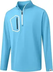 [Rouen] Quarter Zip Pullover Men Dry Fit Lightweight Moisture Wicking Golf 1/4 Zip Pullover Mens Pocket Mock Neck Sweatshirt