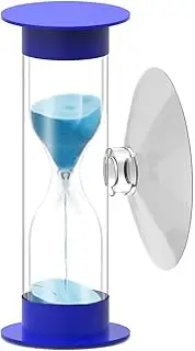 Hourglass Sand Timer 5 Minute with Suction Cup,Unbreakable Sand Watch 5 Min Sucker,Small Blue Sand Clock 5 Minute,Plastic Hour Glass Sandglass Timer for Kids,Games,Classroom,Toothbrush