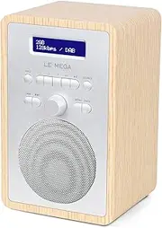 LEMEGA CR2+ DAB/DAB+ Digital Radio,FM Digital Radio,Small DAB Radio mains powered,Dual Alarms Clock,Kitchen Sleep Snooze Timer,20 Preset Stations,Headphones Output,Wood Effect - White Oak Finish