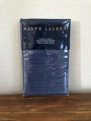 Ralph Lauren Artisan Loft Laight Standard Pillowcase Pair Dark Blue Percale