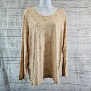 Chicos Womens Long Sleeve Top Sz XL Snakeskin Print Rayon Blend