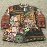Sacred Threads Patchwork Jacket Large Boho Hippie Artsy Festival Rag Gypsy