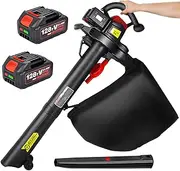 Cordless Leaf Blower, Yard Vacuum and Mulcher, 40V Electric Leaf Blower 6 Speeds 156 CFM, 2 X 4.0Ah Battery Powered Leaf Vacuum Mulcher for Lawn Care, Patio, Blowing Leaves