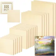 18 Pack Unfinished Wood Canvas Board 4 Sizes Panels for Painting Wooden Cradled